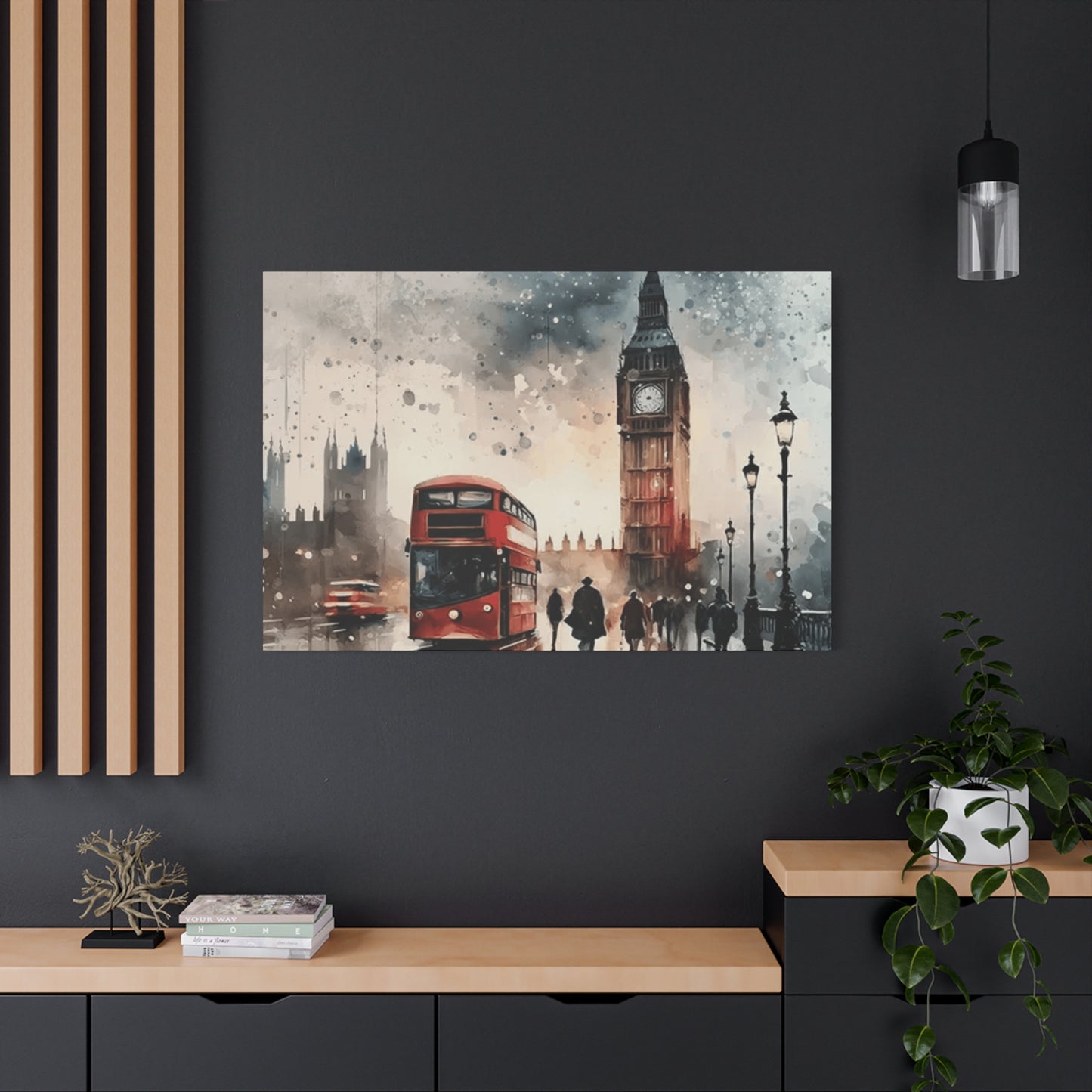 London Bus and Big Ben Painting Wall Art & Canvas Prints