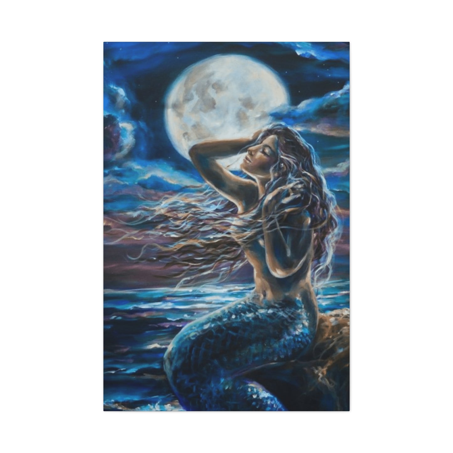 Mermaid Portrait With Moon Wall Art & Canvas Prints