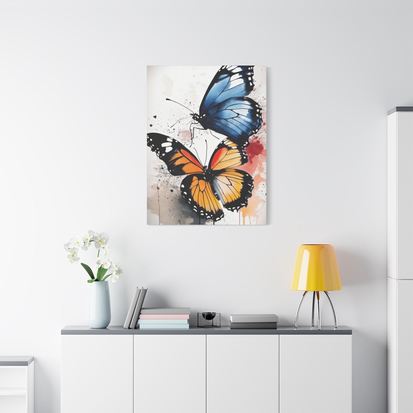 Orange and Blue Butterfly Painting Wall Art & Canvas Prints