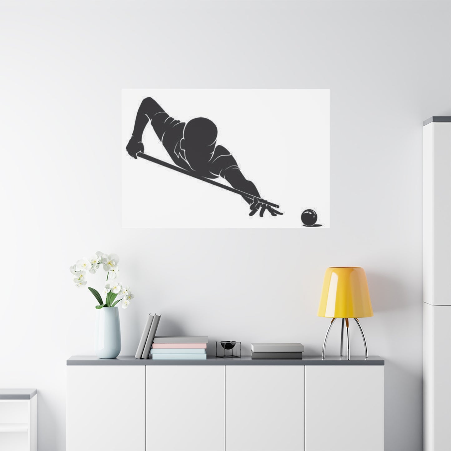 Shadow of Pool Playing Man Wall Art & Canvas Prints