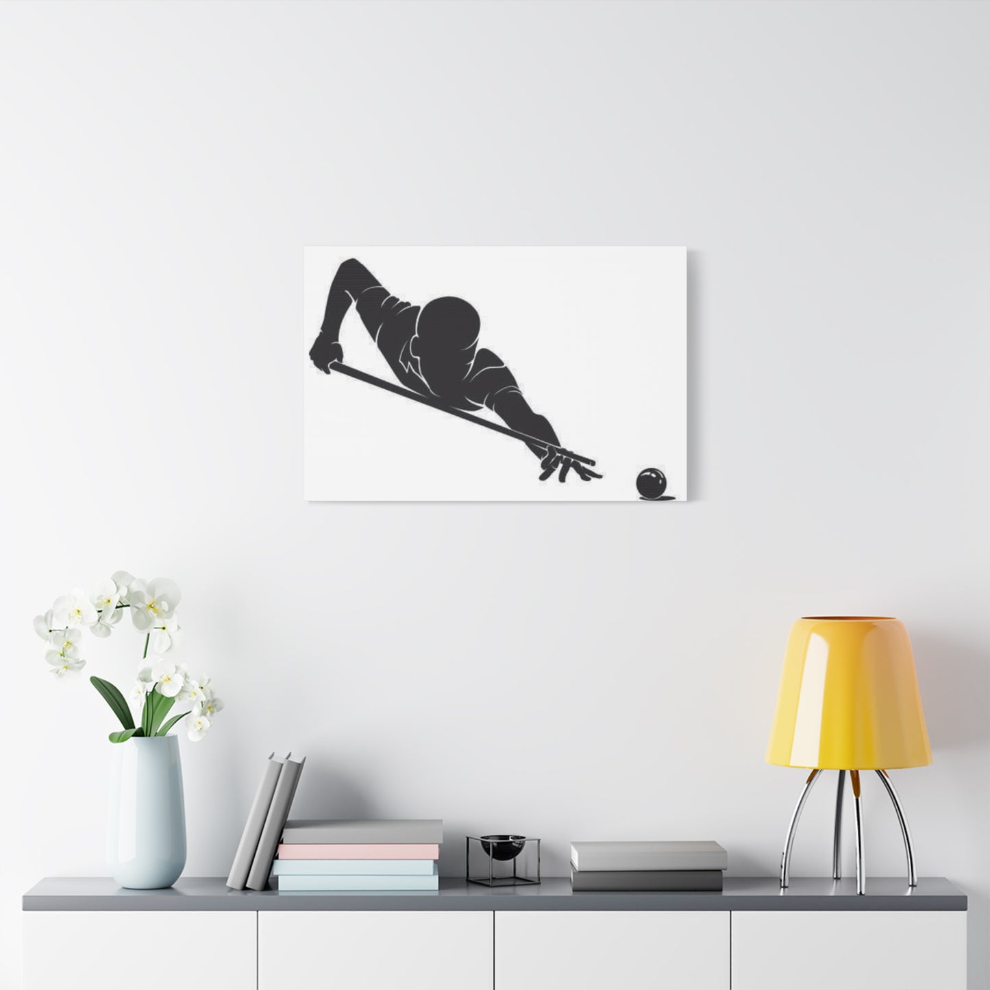 Shadow of Pool Playing Man Wall Art & Canvas Prints