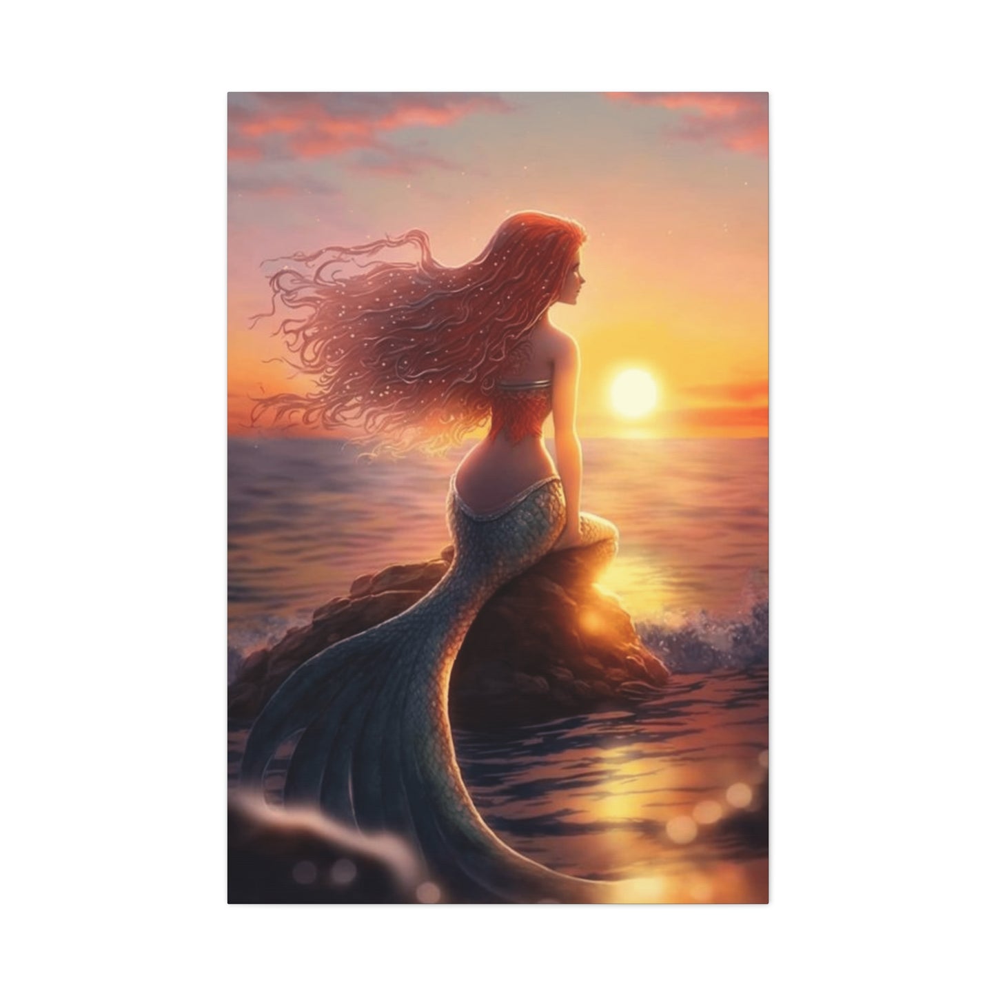 A Mermaid Watching The Sunset Wall Art & Canvas Prints