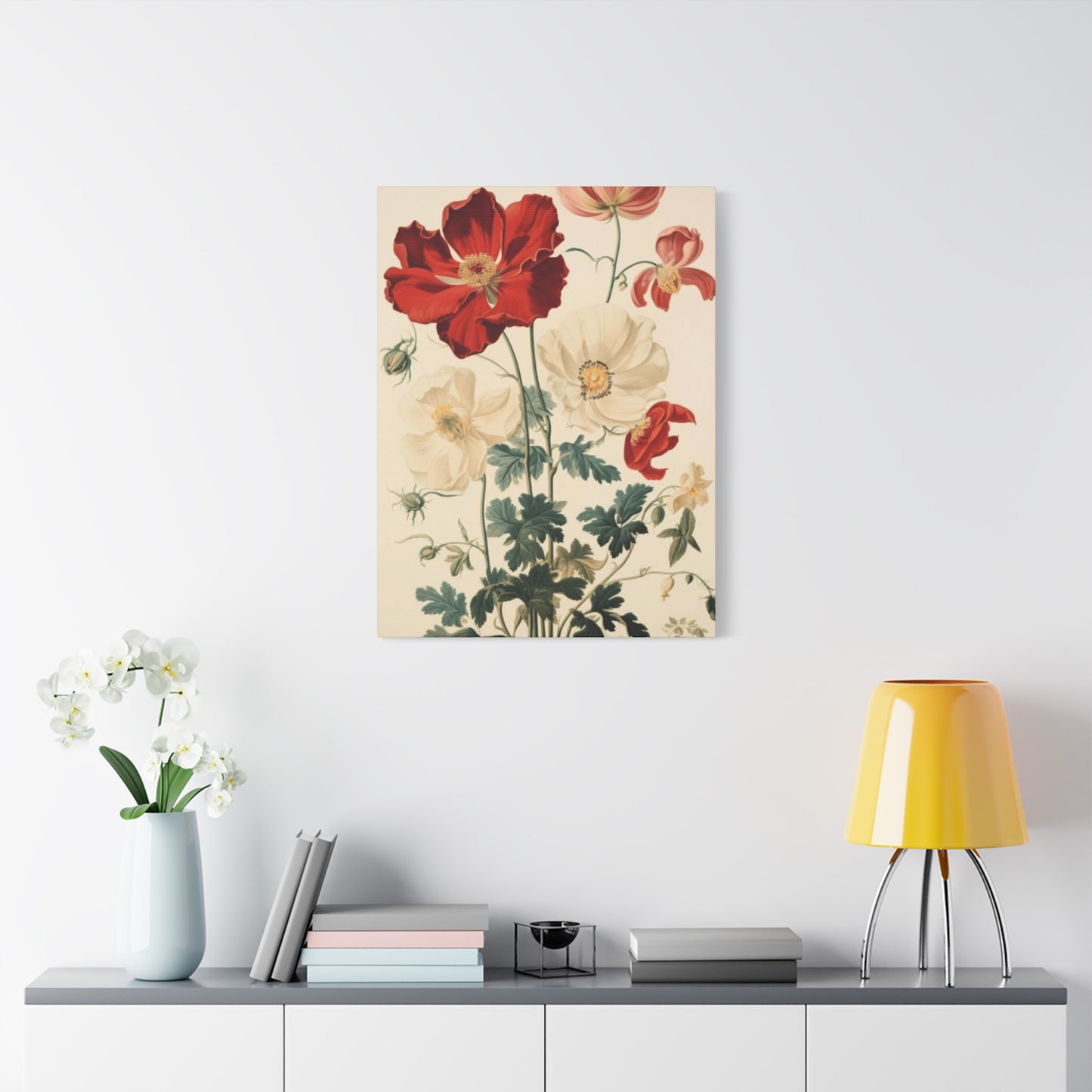 Red and White Flowers Painting Wall Art & Canvas Prints