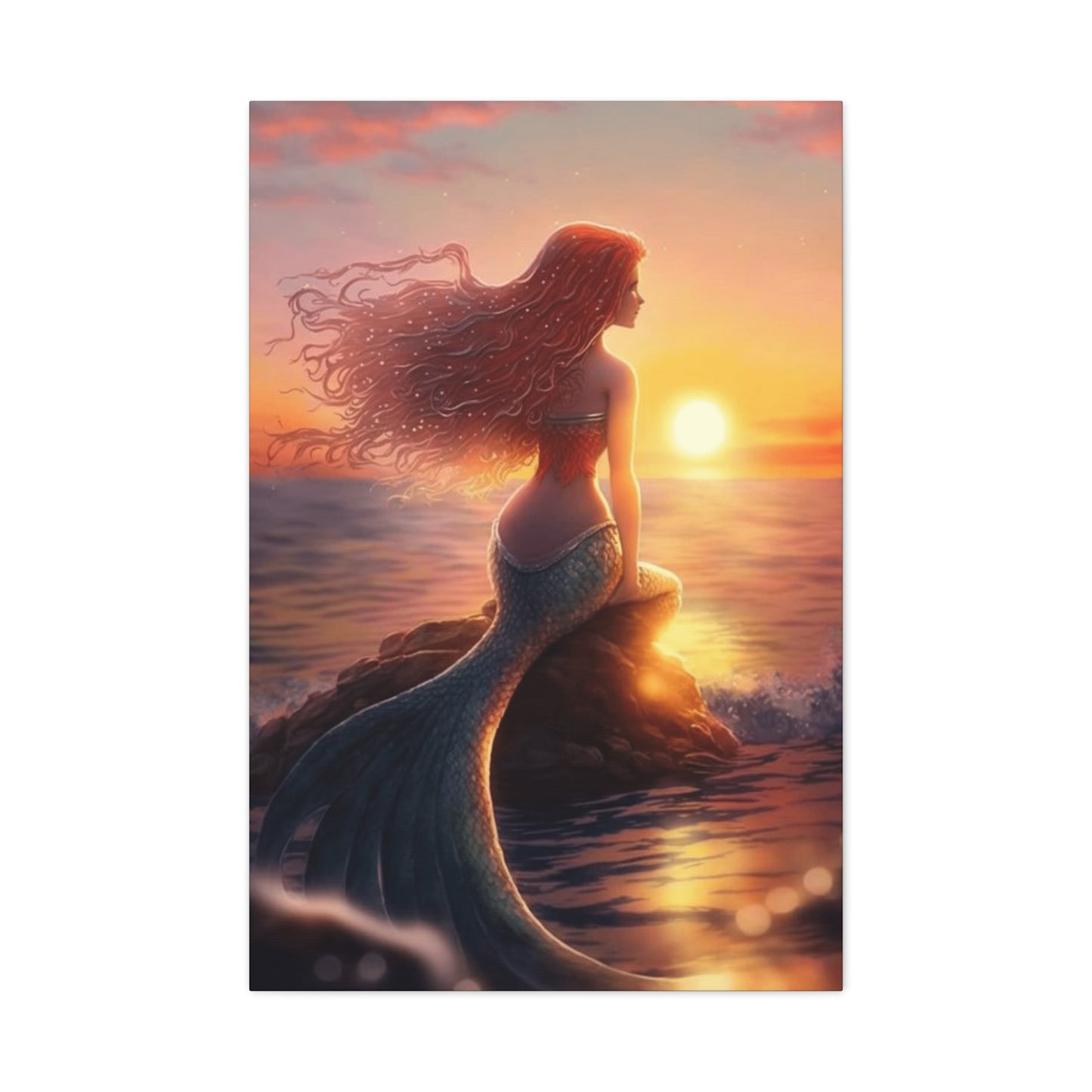 A Mermaid Watching The Sunset Wall Art & Canvas Prints