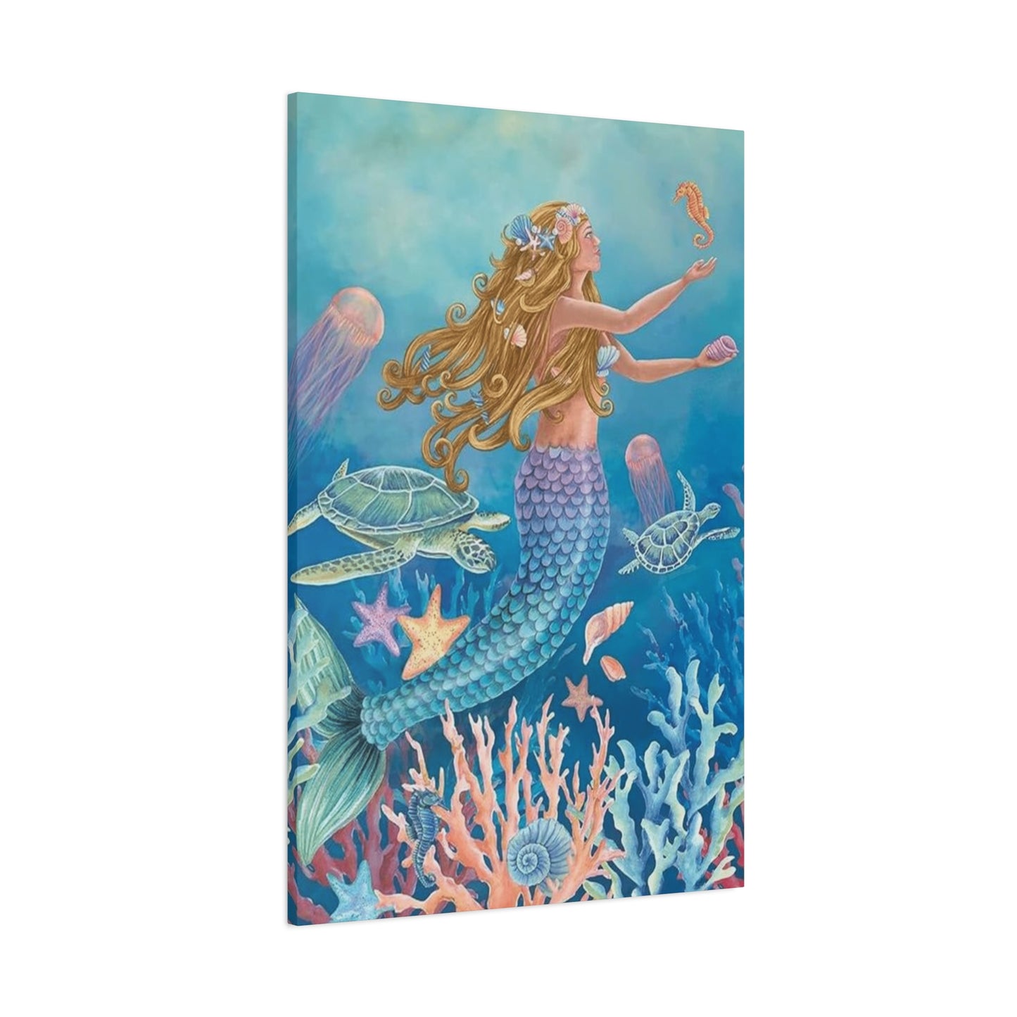 A Mermaid Playing In The Ocean Wall Art & Canvas Prints