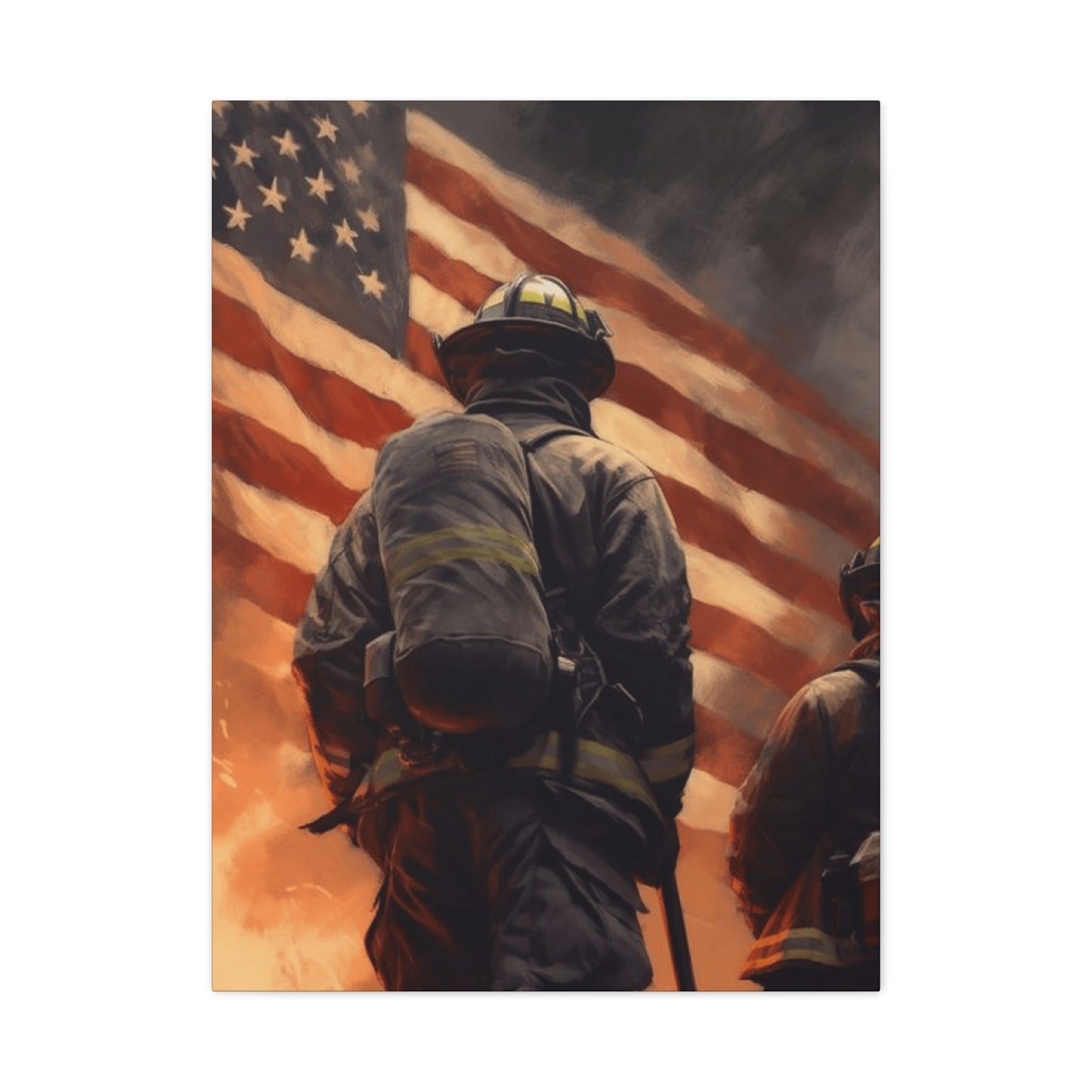 Firefighter and American Flag Wall Art & Canvas Prints