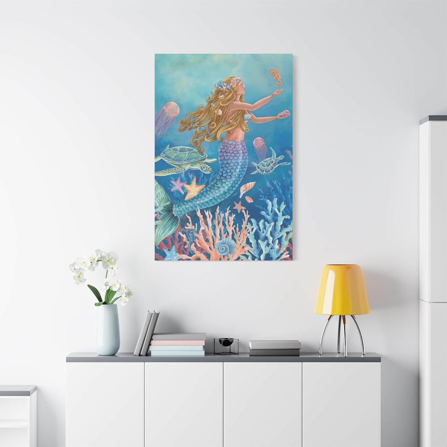 A Mermaid Playing In The Ocean Wall Art & Canvas Prints