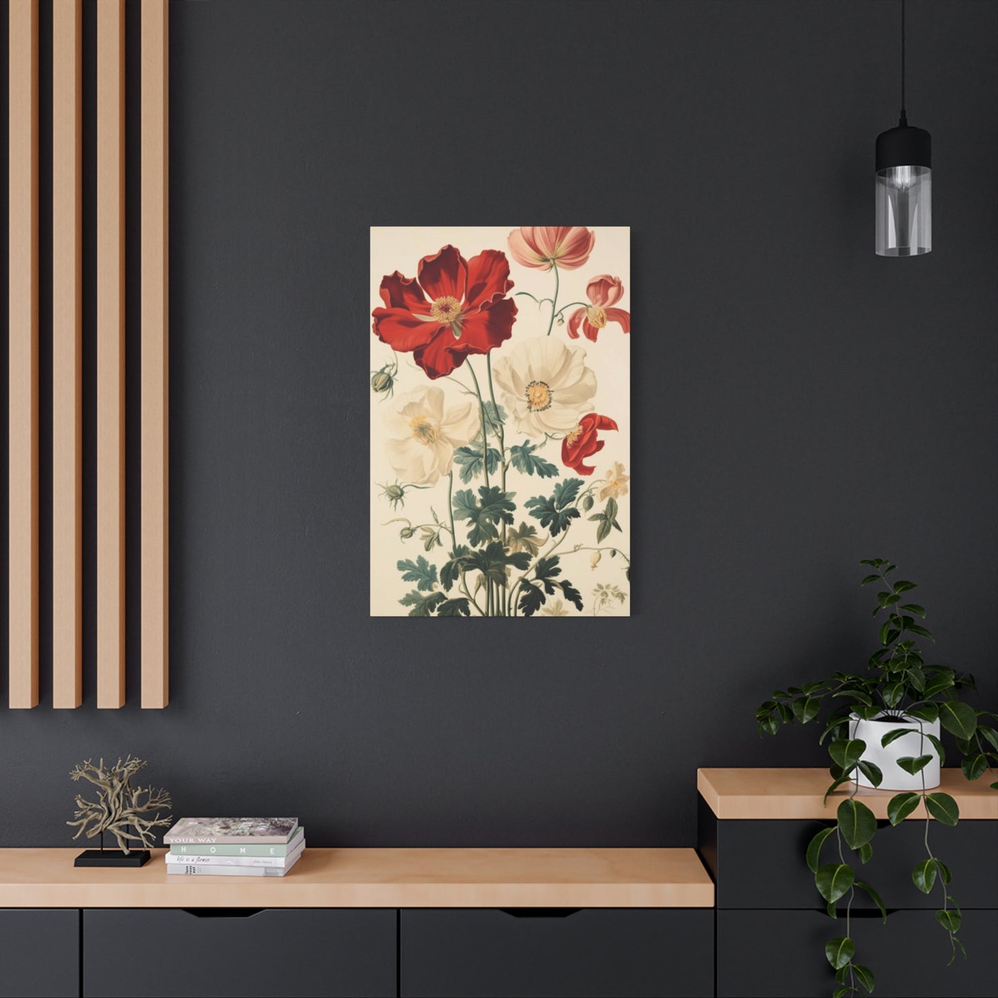 Red and White Flowers Painting Wall Art & Canvas Prints