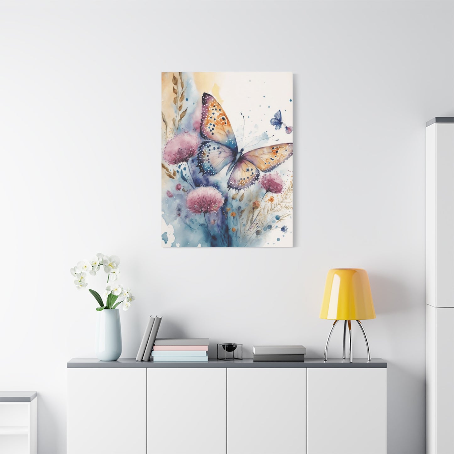 Colorful Butterfly with Dandelions Painting Wall Art & Canvas Prints