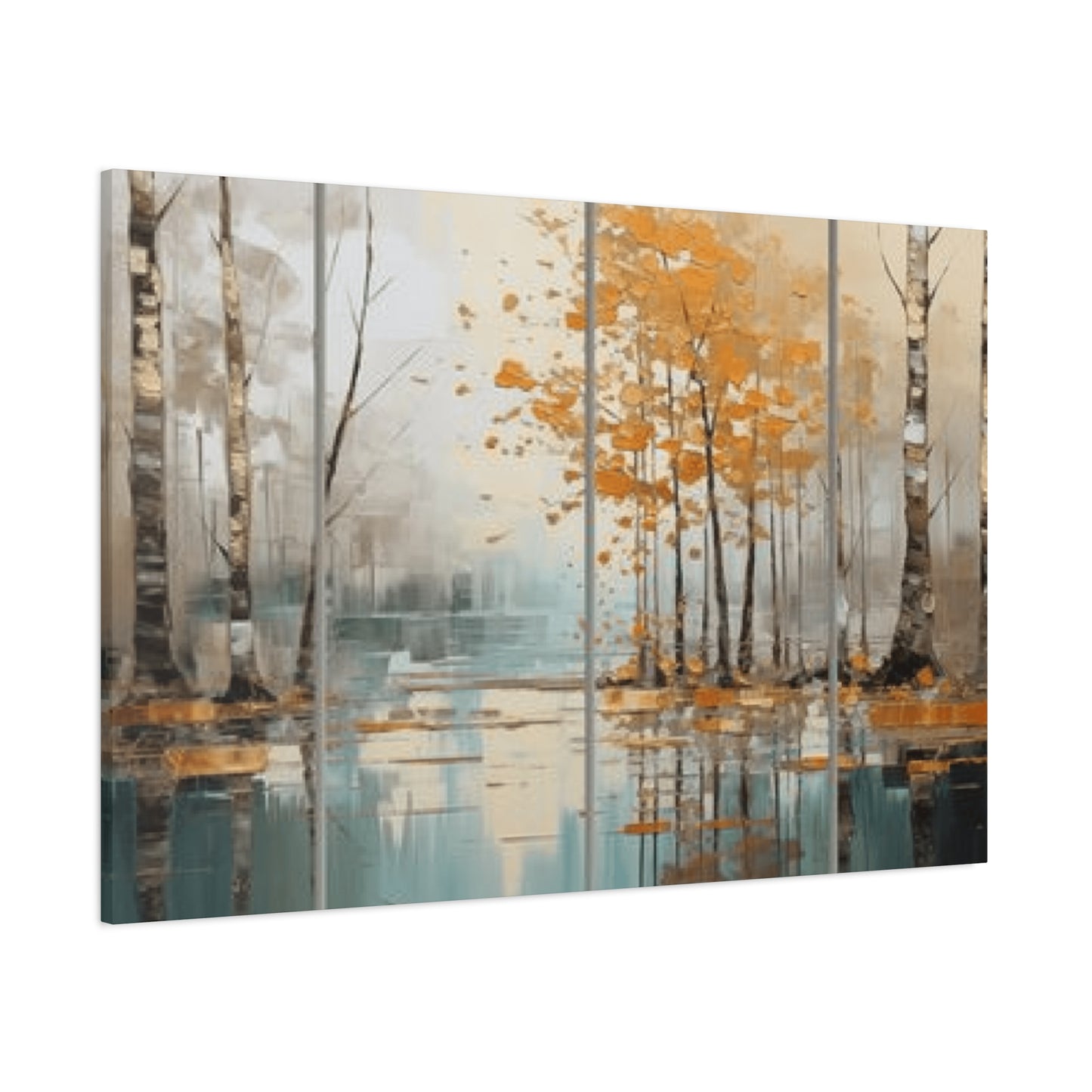 Birch Trees and River Painting Wall Art & Canvas Prints