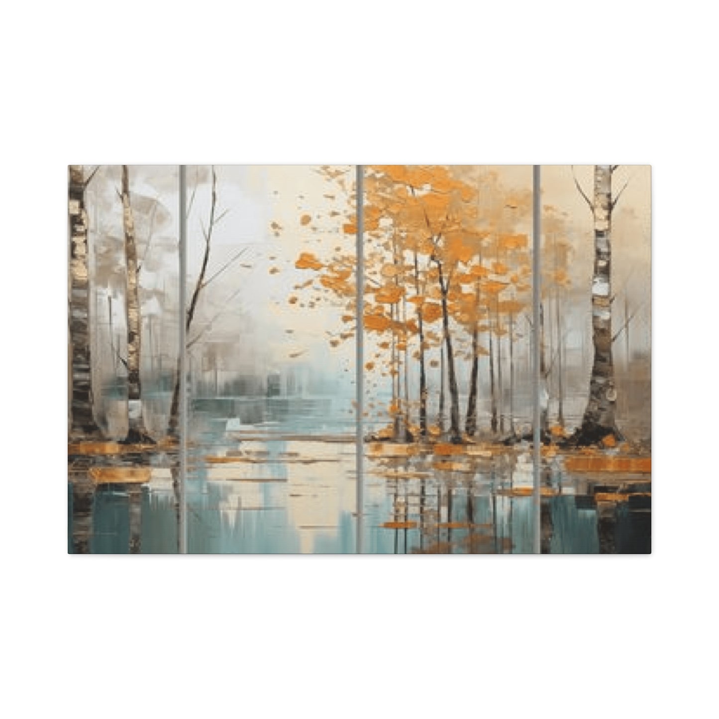 Birch Trees and River Painting Wall Art & Canvas Prints