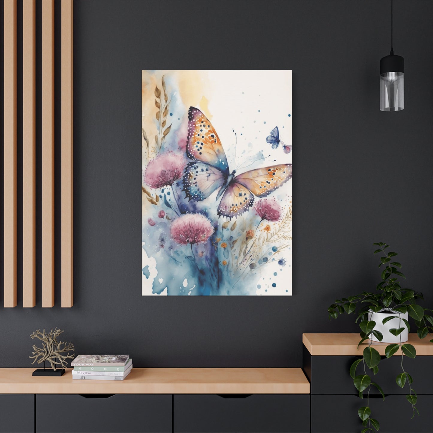 Colorful Butterfly with Dandelions Painting Wall Art & Canvas Prints