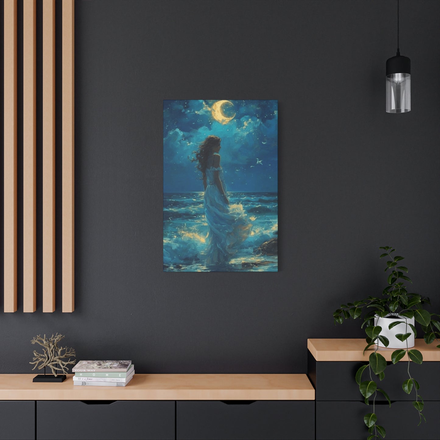 A Mermaid At Night In The Moonlight  Wall Art & Canvas Prints