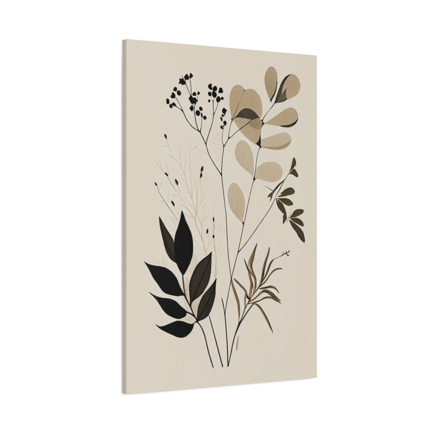 Simplistic Grey and Black Floral Painting Wall Art & Canvas Prints