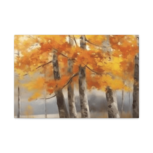 Orange Birch Trees Painting Wall Art & Canvas Prints