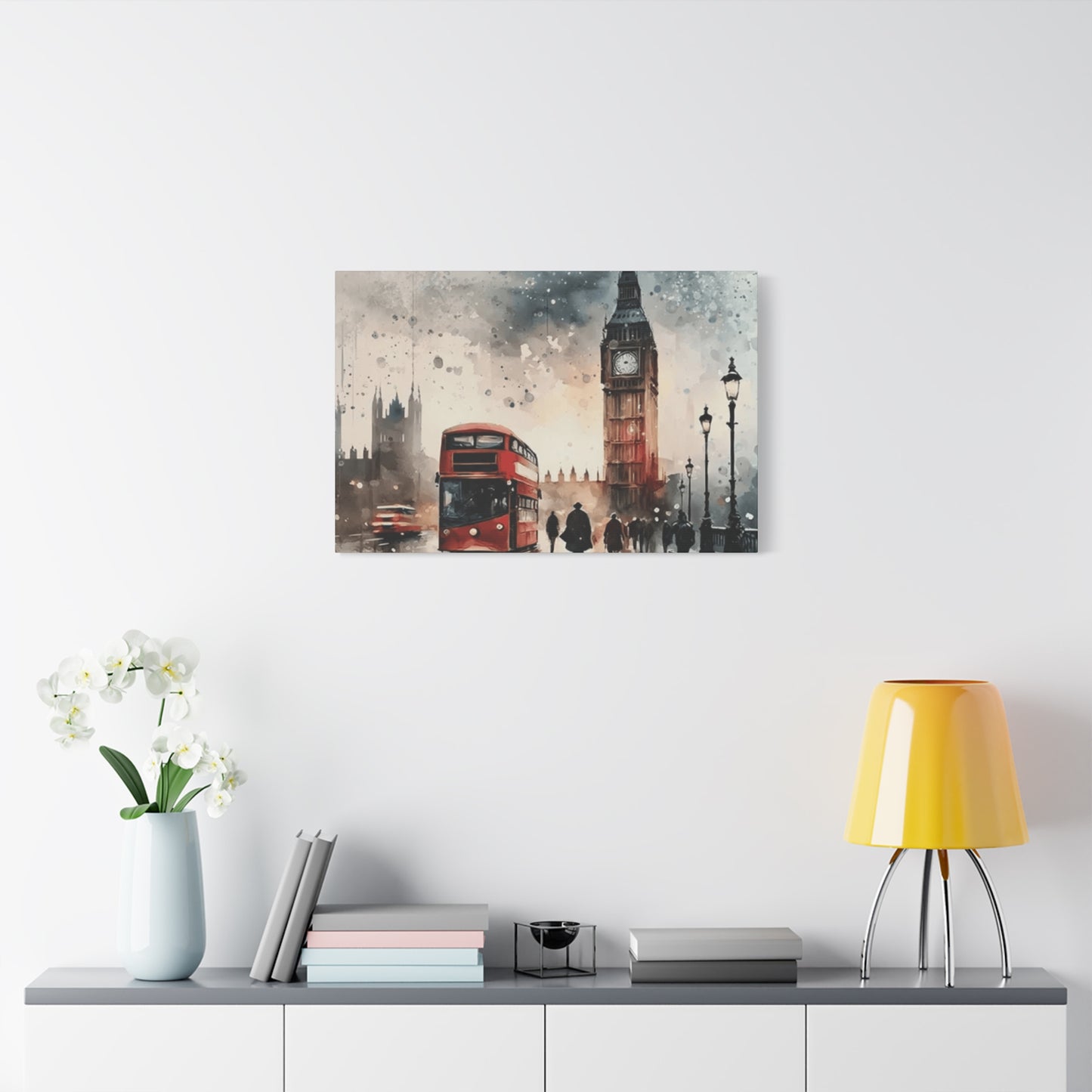 London Bus and Big Ben Painting Wall Art & Canvas Prints