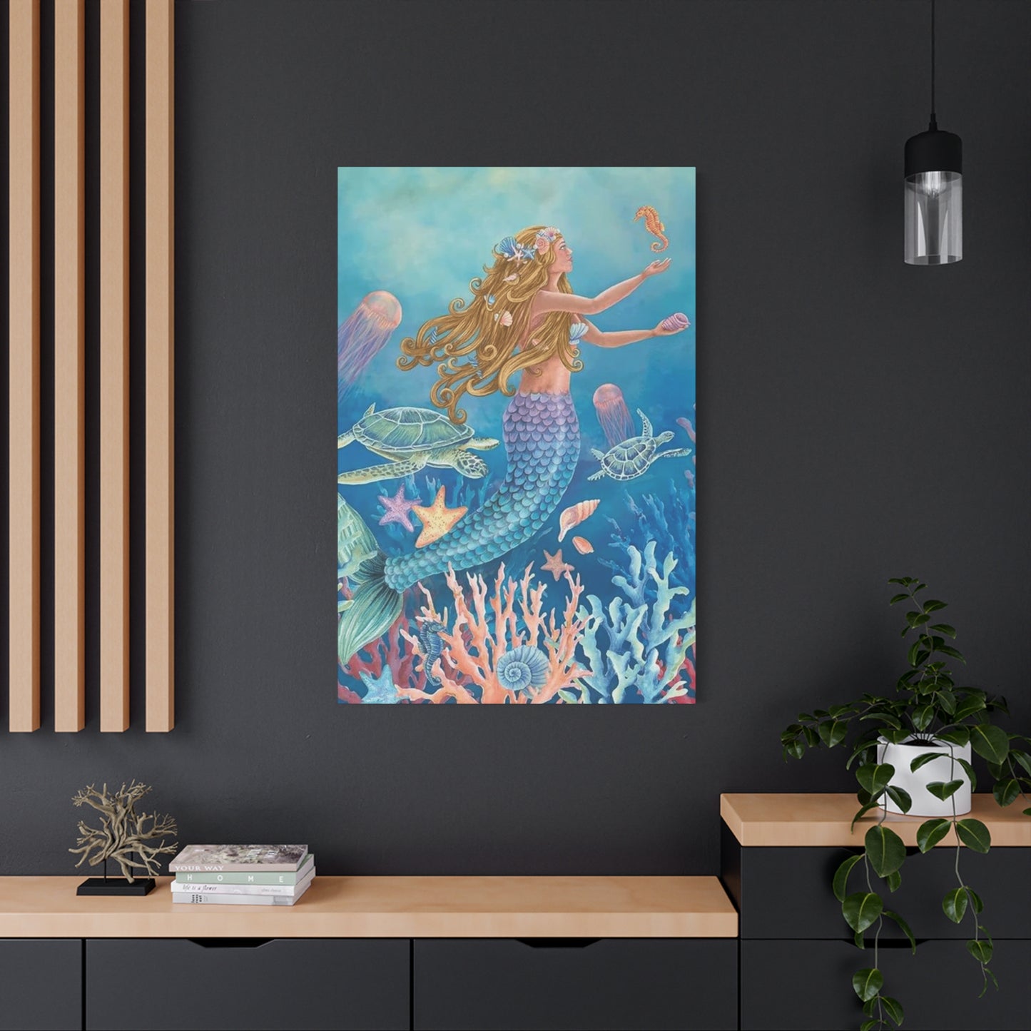 A Mermaid Playing In The Ocean Wall Art & Canvas Prints