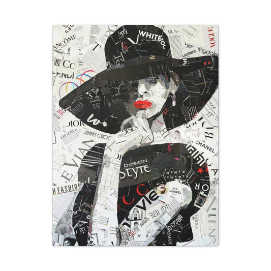 Women With Hat Painting Abstract Mixed Media Wall Art & Canvas Prints