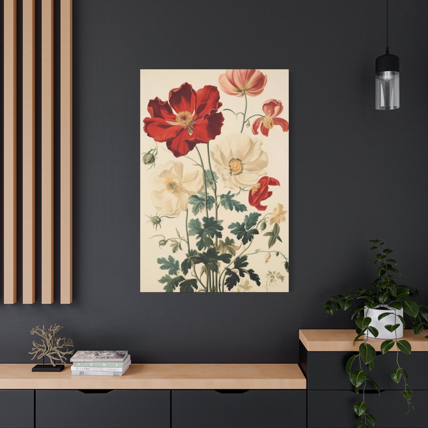 Red and White Flowers Painting Wall Art & Canvas Prints