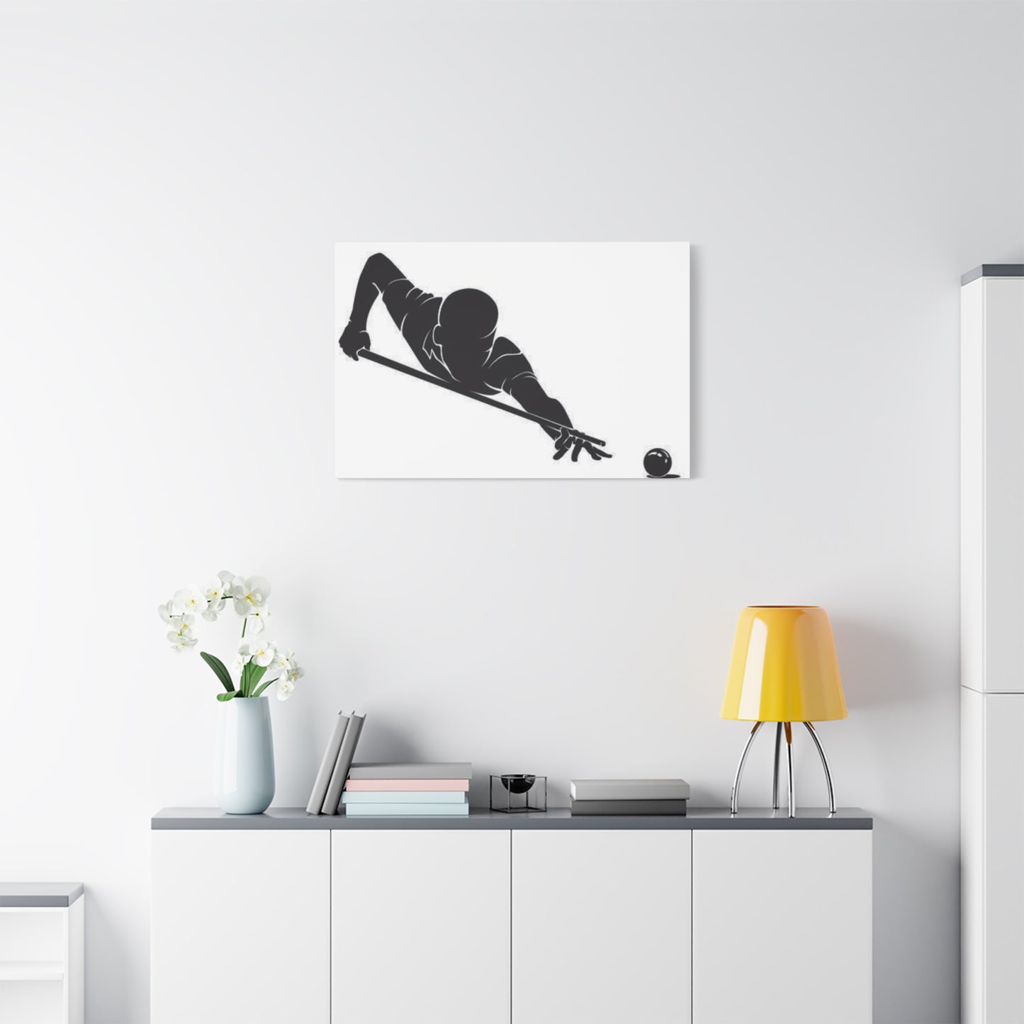 Shadow of Pool Playing Man Wall Art & Canvas Prints