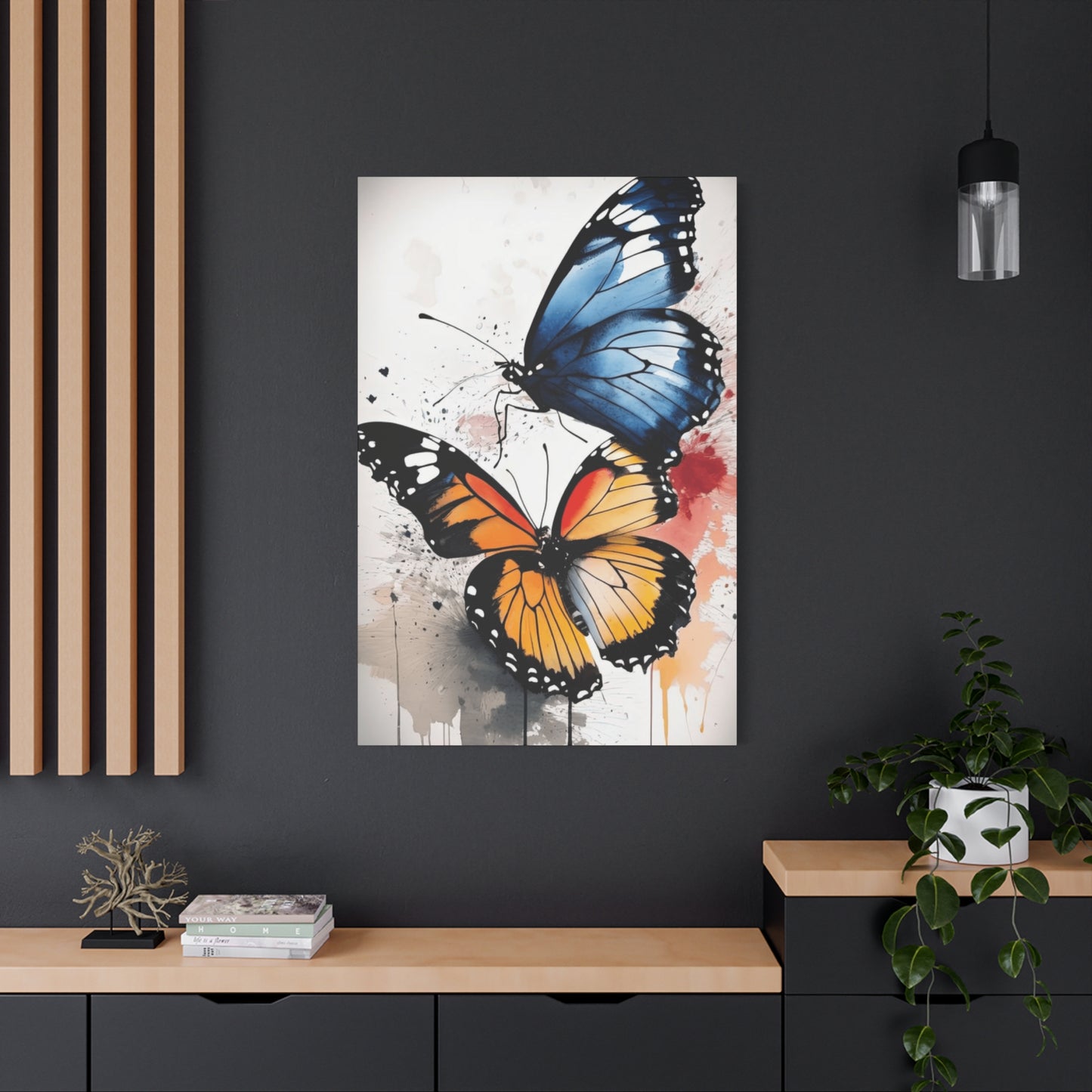 Orange and Blue Butterfly Painting Wall Art & Canvas Prints