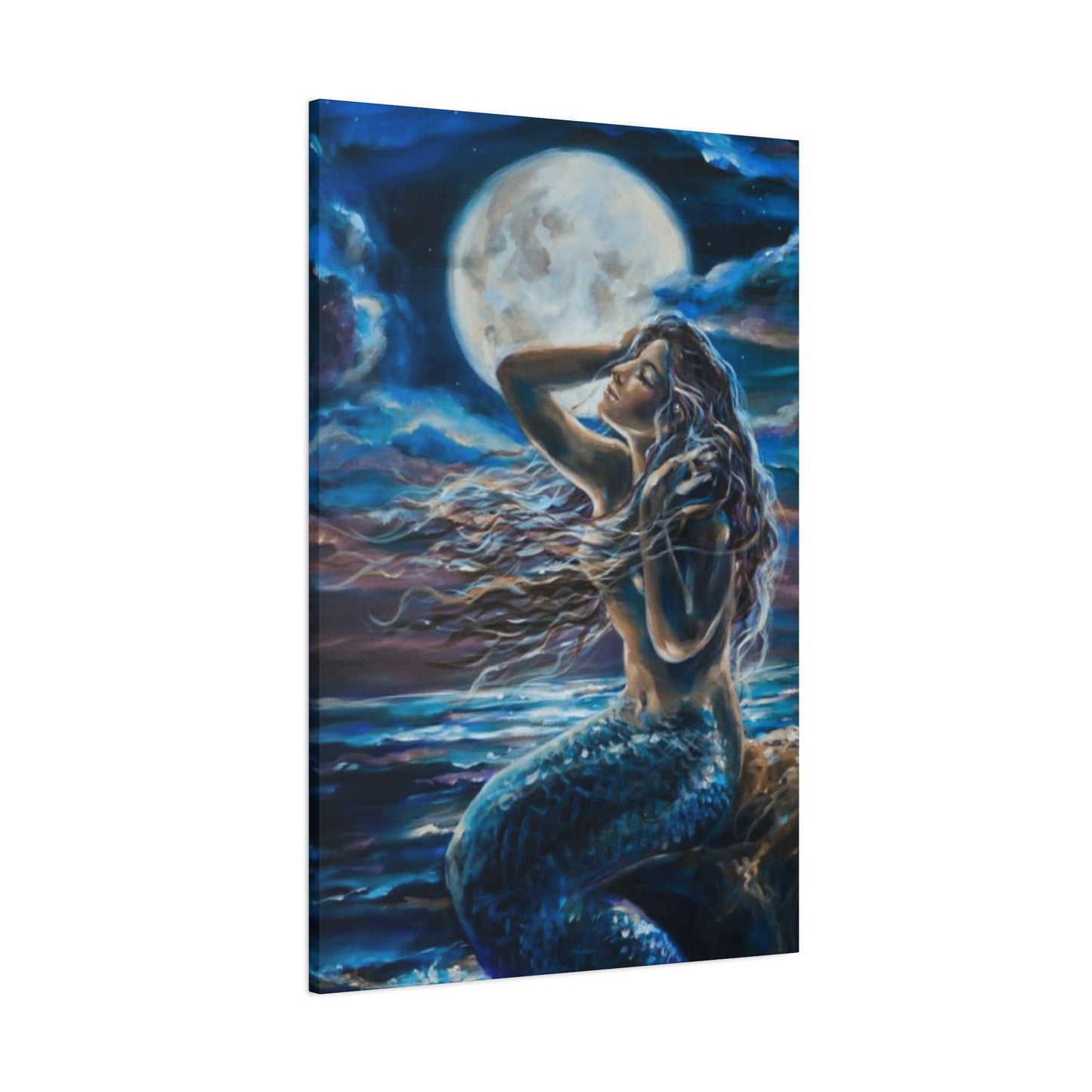 Mermaid Portrait With Moon Wall Art & Canvas Prints