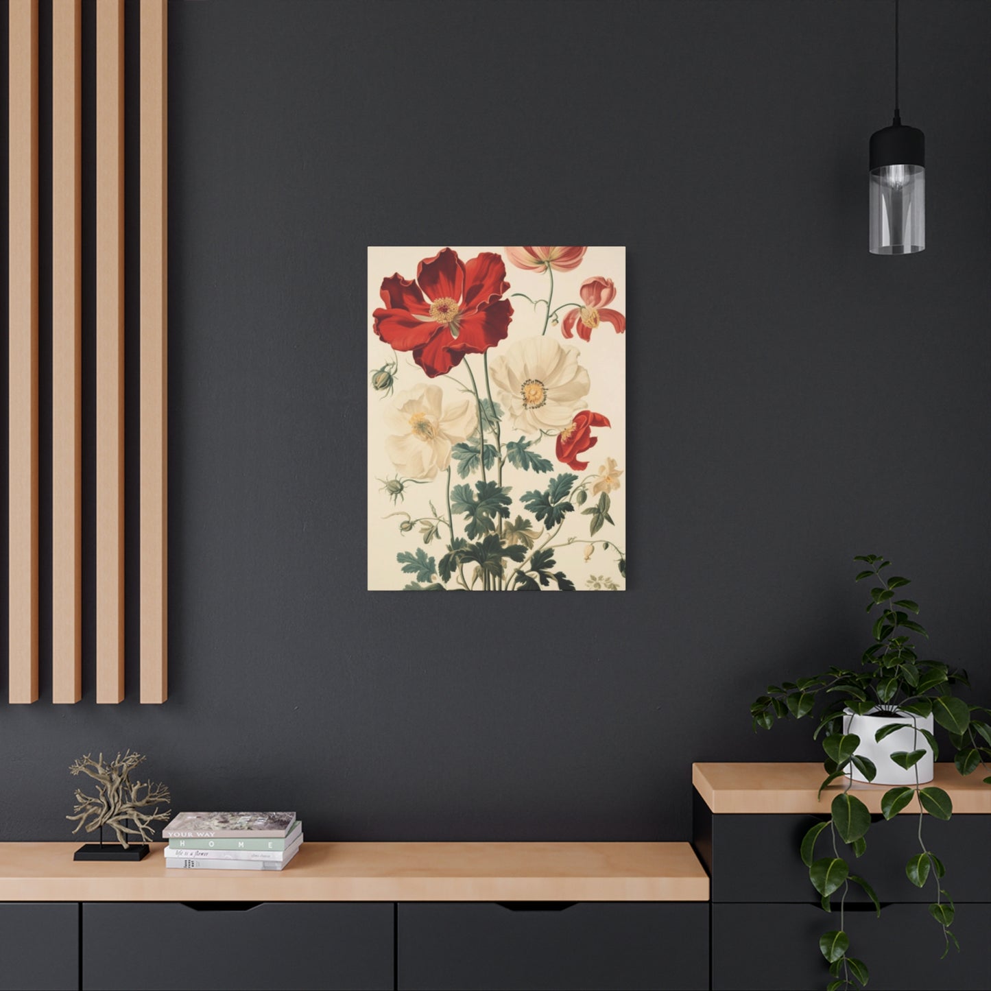 Red and White Flowers Painting Wall Art & Canvas Prints