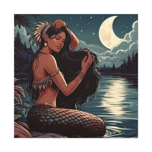 A Portrait Of Mermaid At Night Wall Art & Canvas Prints