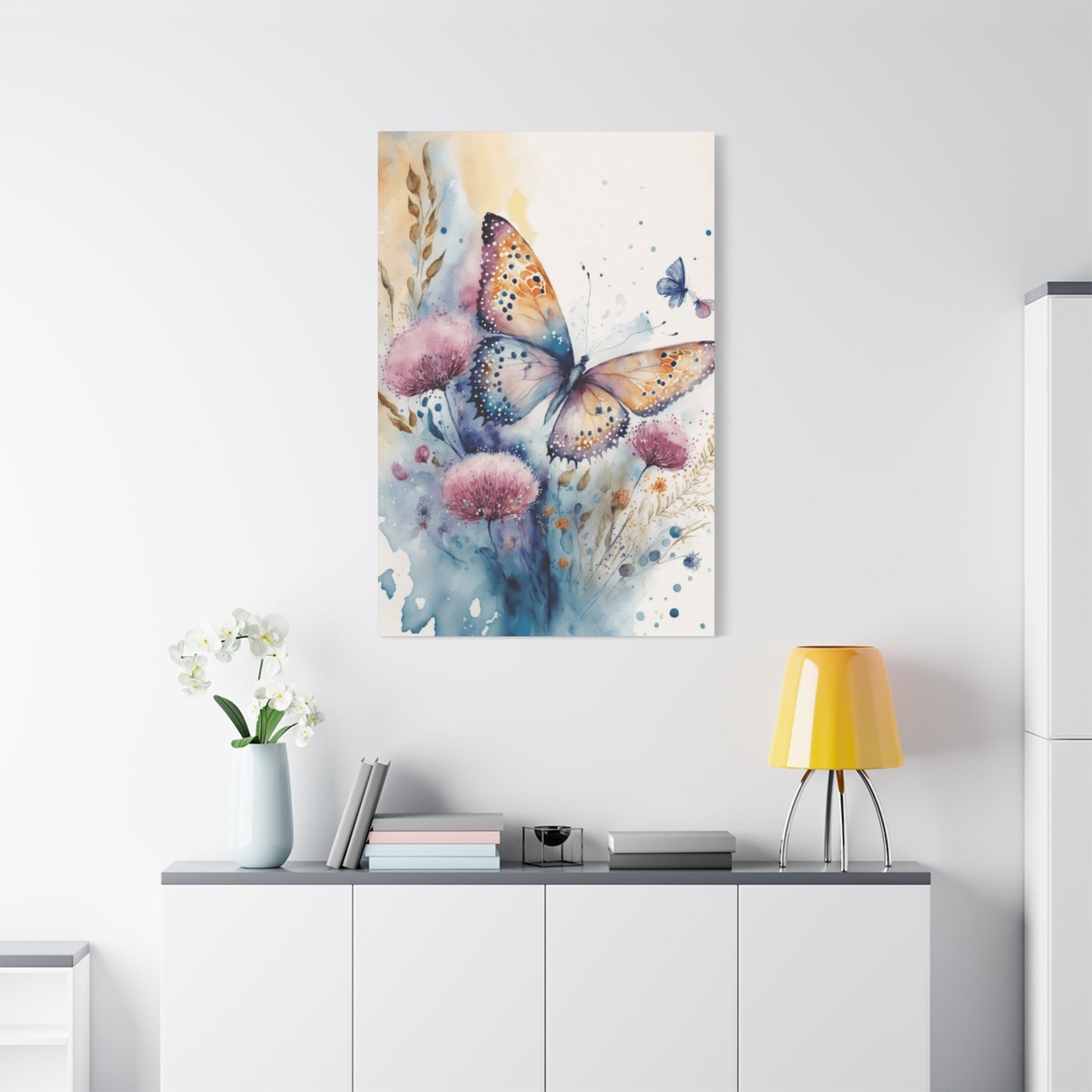 Colorful Butterfly with Dandelions Painting Wall Art & Canvas Prints