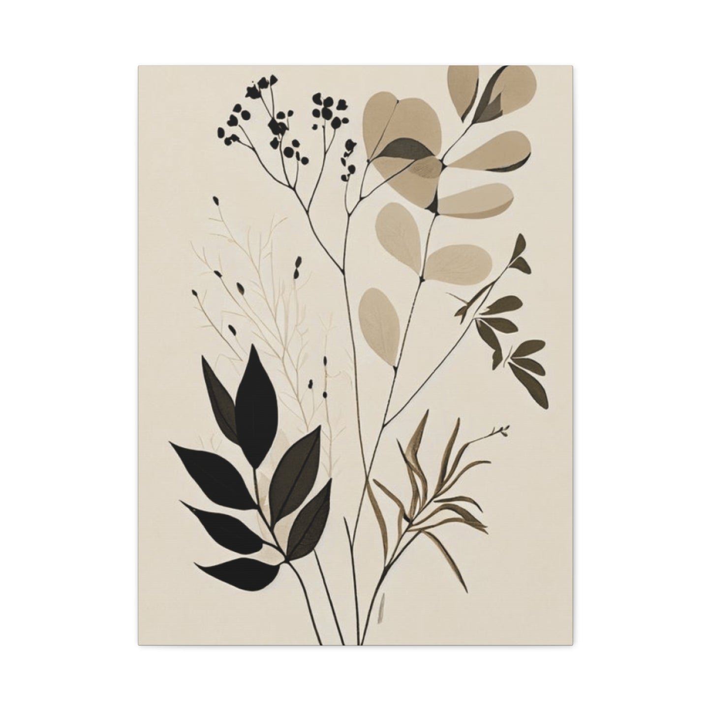 Simplistic Grey and Black Floral Painting Wall Art & Canvas Prints