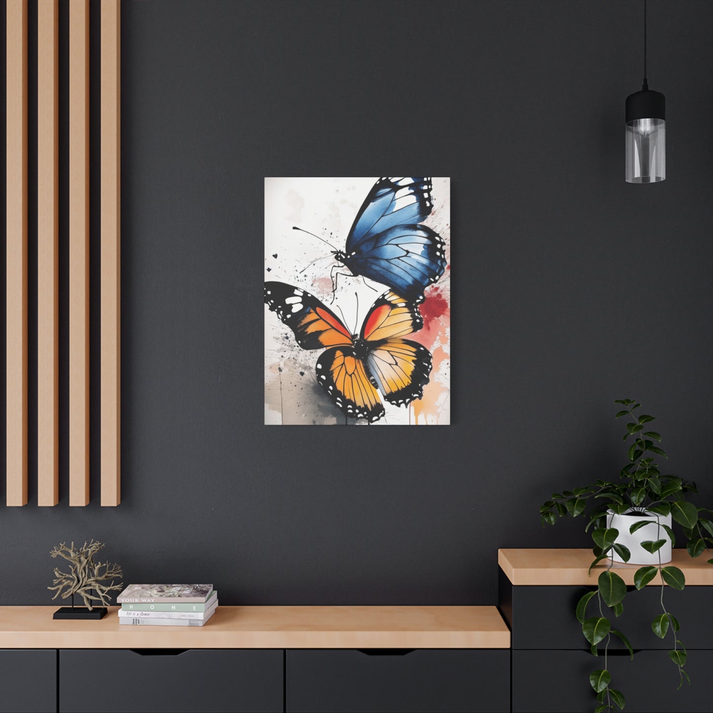 Orange and Blue Butterfly Painting Wall Art & Canvas Prints