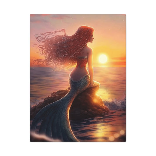 A Mermaid Watching The Sunset Wall Art & Canvas Prints