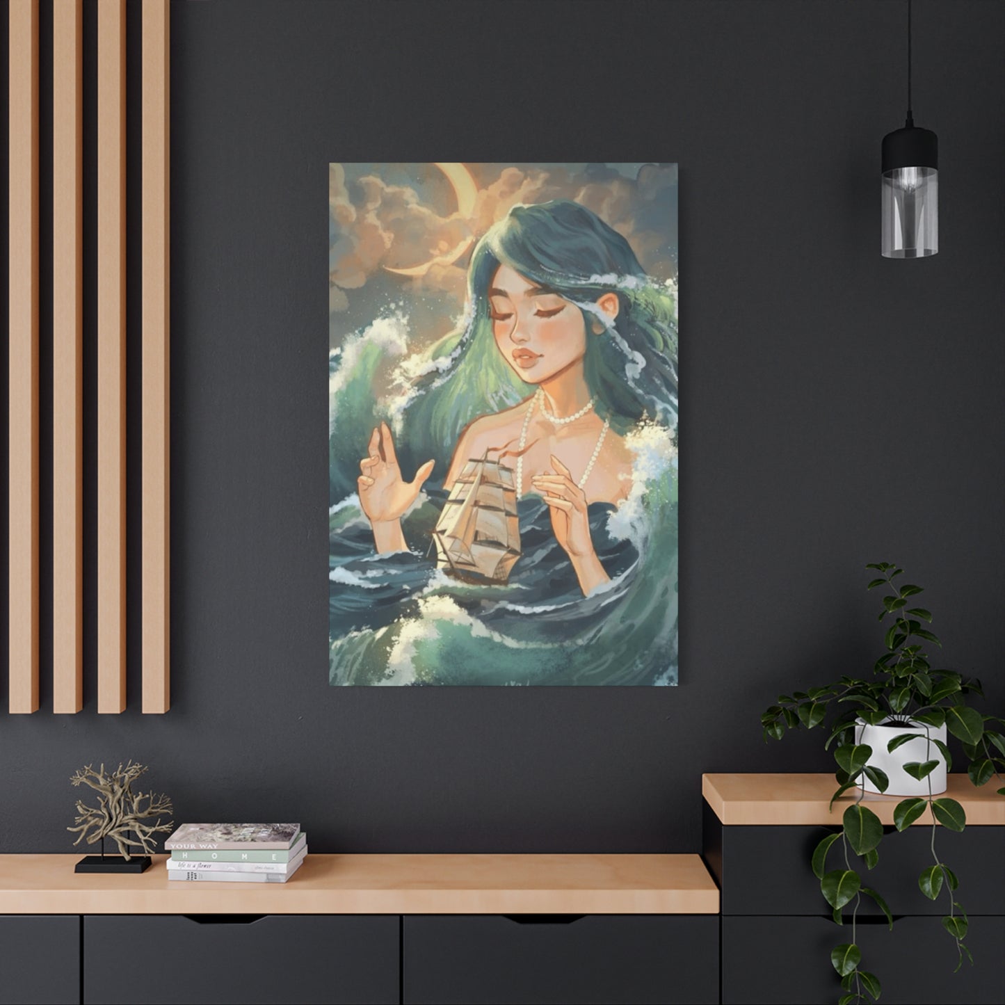 A Mermaid Playing With A Ship In Ocean Wall Art & Canvas Prints