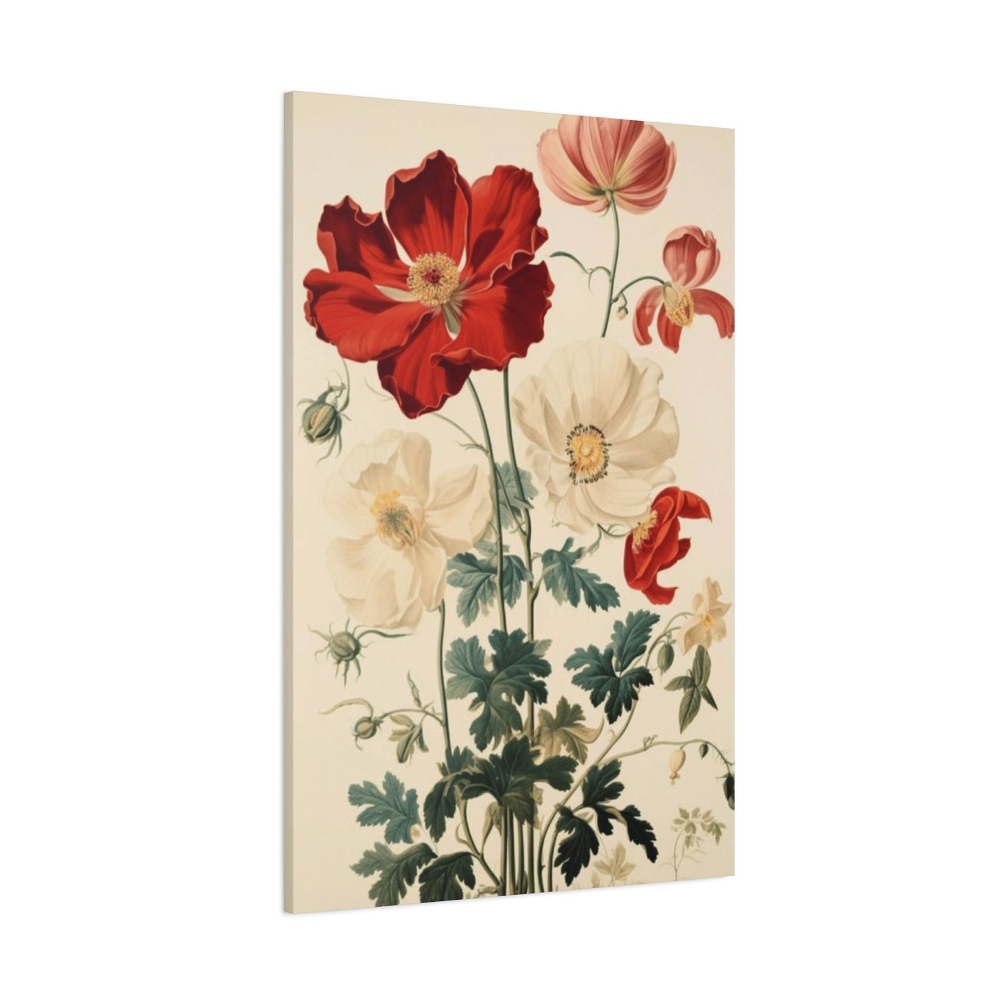 Red and White Flowers Painting Wall Art & Canvas Prints